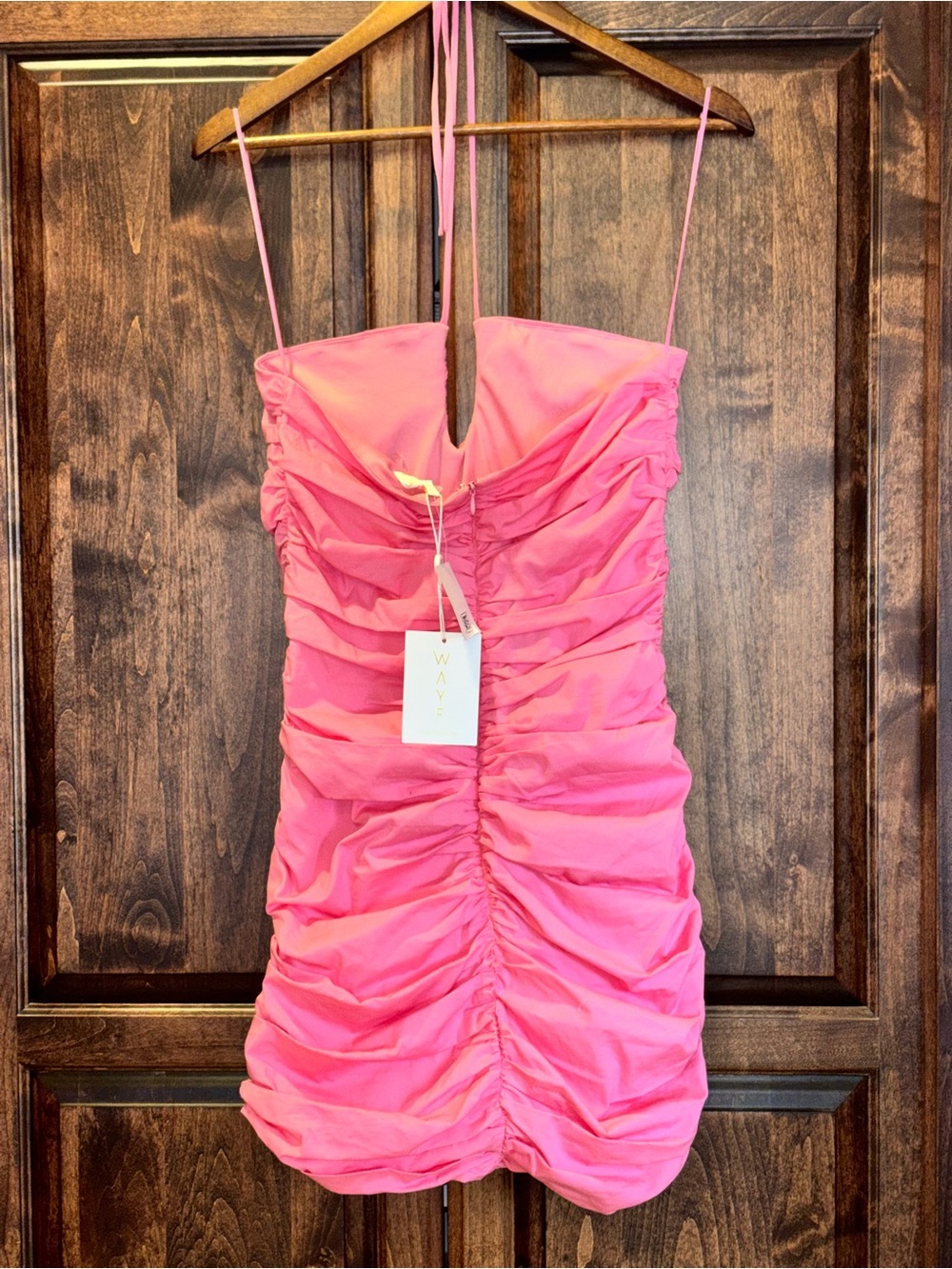 Wayf Pink Ruched Halter Mini Dress - Picture 3 of 6